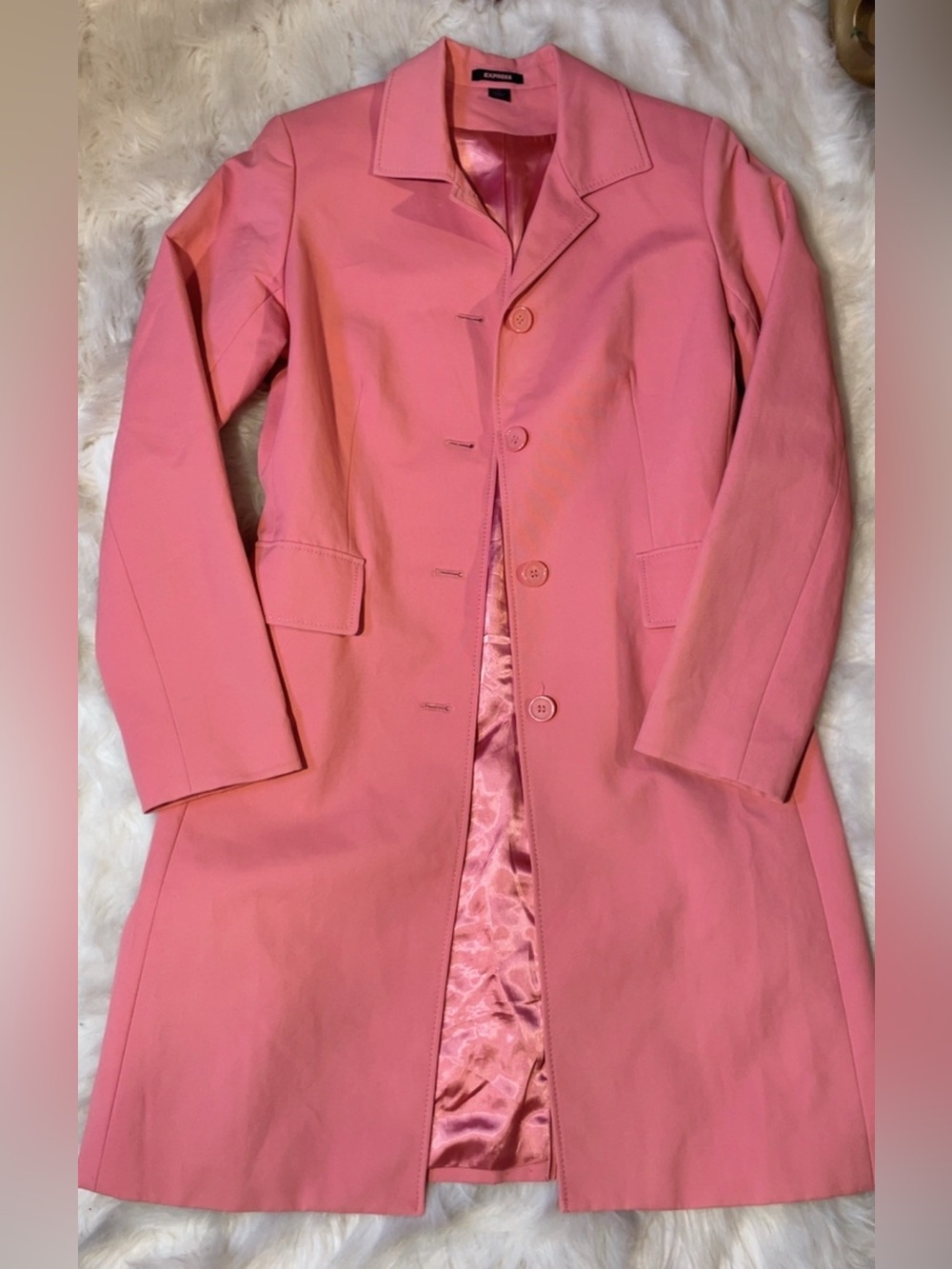 Express Women's Pink Single-Breasted Trench Coat